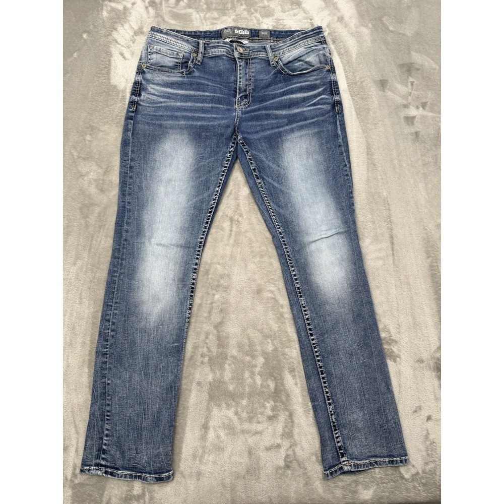 Buckle BKE Jeans Mens 36R Carter Blue Denim Casual Pants Whiskers Straight Leg